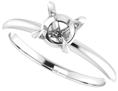 14K White  6 mm Round Solitaire Engagement Ring Mounting (5)