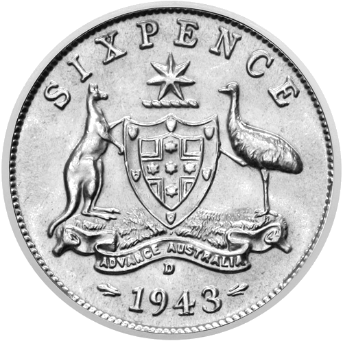 6 пенса Джордж VI (1938–1952) Австралия сребърна монета (2)