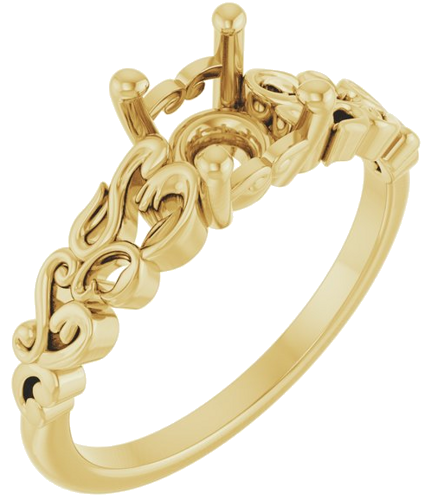14K Yellow 6.5 mm Round Vintage-Inspired Solitaire Engagement Ring Mounting (1)