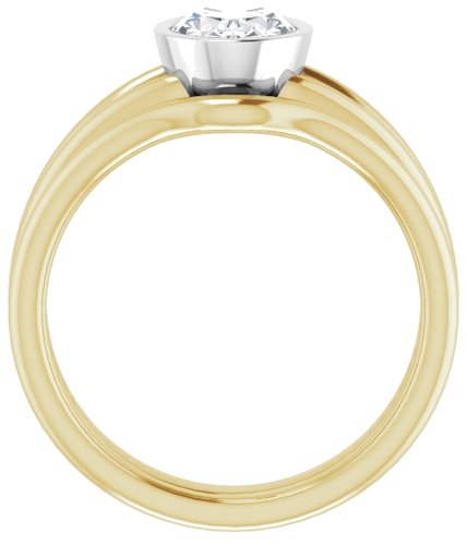 Sužadėtuvių Žiedas „Bezel-Set Solitaire“ 750 Baltojo Ir Geltonojo Aukso Oval 8mm x 6mm (7)