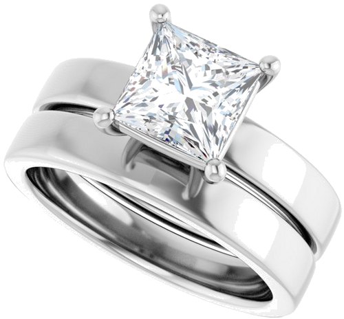 Sužadėtuvių Žiedas „Solitaire“ 14k white gold Square 6.5mm (10)