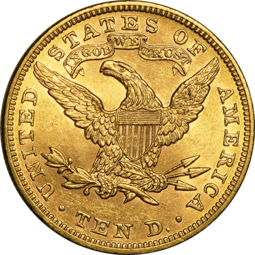 1866-1907 САЩ Златна монета от 10 долара Eagle/Liberty head (2)
