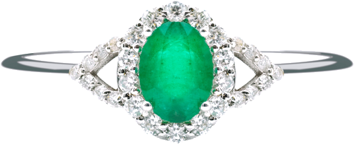 White gold ring with an emerald and diamonds (1)
