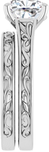 Sužadėtuvių Žiedas „Solitaire Scroll“ 14k white gold Cushion 8mm (9)