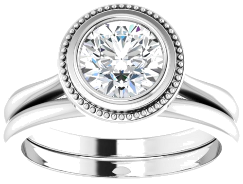 Sužadėtuvių Žiedas „Bezel-Set“ 585 Baltojo Aukso Round 6.5mm (8)