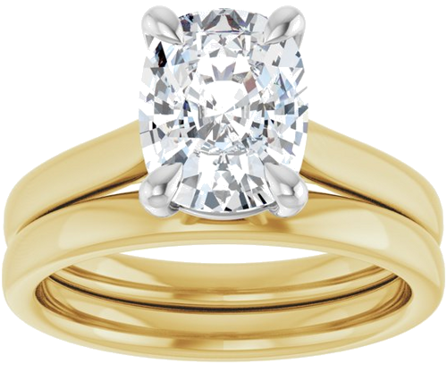 Sužadėtuvių Žiedas „Claw-Prong Solitaire“ 14k yellow/white gold Elongated Cushion 9mm x 7mm (8)