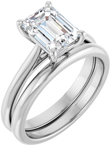 Sužadėtuvių Žiedas „Solitaire“ 14k white gold Emerald 8mm x 6mm (6)