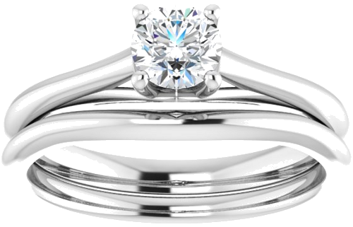 Sužadėtuvių Žiedas „Solitaire“ 585 Baltojo Aukso Round 4.8mm (8)