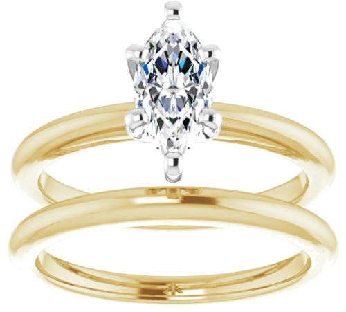 14K Yellow   White  9x4.5 mm Marquise Solitaire Engagement Ring Mounting (8)