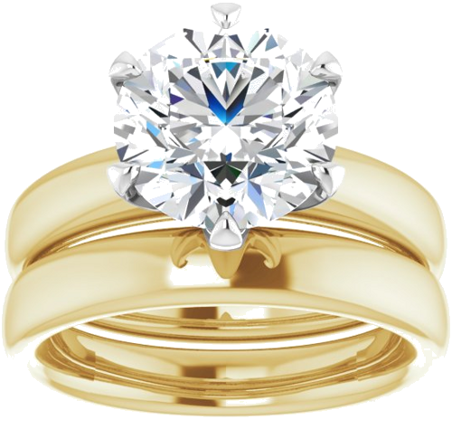 14K Yellow White 9.4 mm Round Engagement Ring Mounting (8)