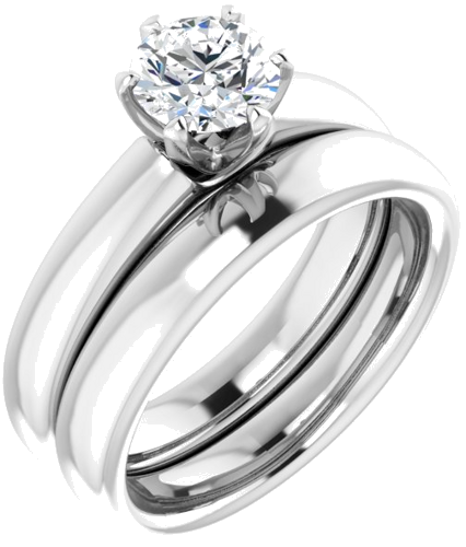 14K White 6 mm Round Engagement Ring Mounting (6)