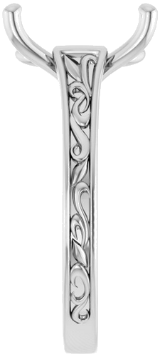Sužadėtuvių Žiedas „Solitaire Scroll“ 14k white gold Emerald 11mm x 9mm (4)