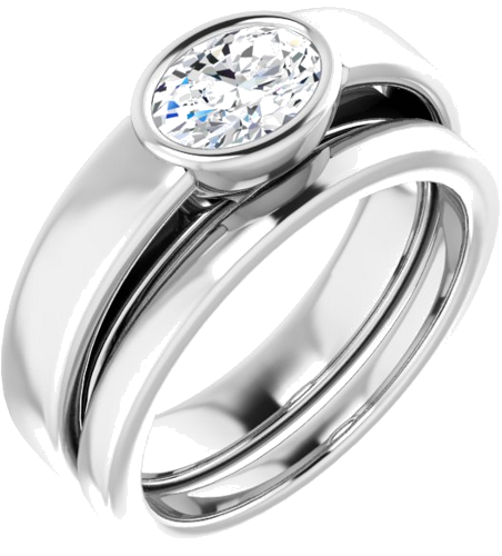 Sužadėtuvių Žiedas „Bezel-Set Solitaire“ 14k white gold Oval 7mm x 5mm (6)