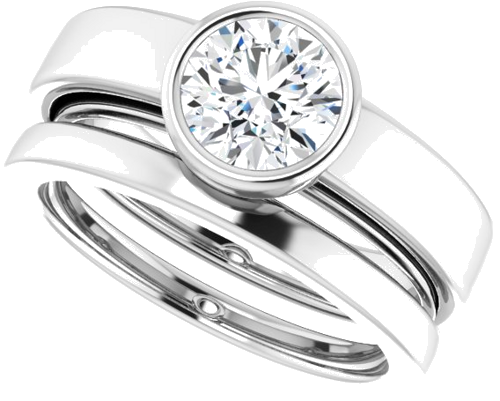 14K White  6.5 mm Round Solitaire Engagement Ring Mounting (10)