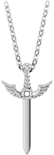 Pakabukas „Accented Dagger“ 585 Baltojo Aukso Round 2mm (1)