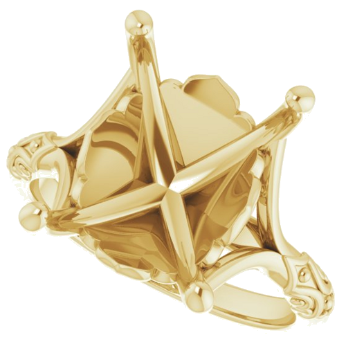 Sužadėtuvių Žiedas „Solitaire Sculptural“ 10k yellow gold Emerald 12mm x 10mm (5)