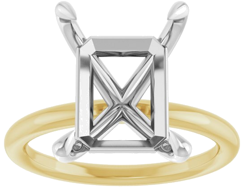 Sužadėtuvių Žiedas „Claw-Prong Solitaire“ 14k yellow/white gold Emerald 12mm x 10mm (3)