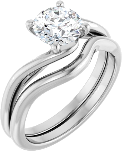 Sužadėtuvių Žiedas „Bypass“ 14k white gold Round 6.5mm (6)