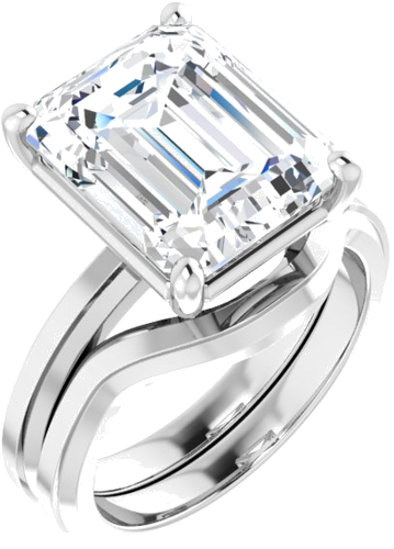 Sužadėtuvių Žiedas „Solitaire“ 14k white gold Emerald 12mm x 10mm (6)