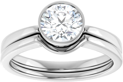 Sužadėtuvių Žiedas „Bezel-Set Solitaire“ 585 Baltojo Aukso Round 6.5mm (8)