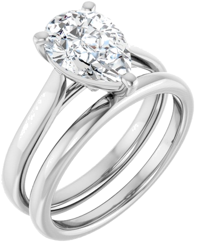 Sužadėtuvių Žiedas „Solitaire“ 585 Baltojo Aukso Pear Shape 10mm x 7mm (6)