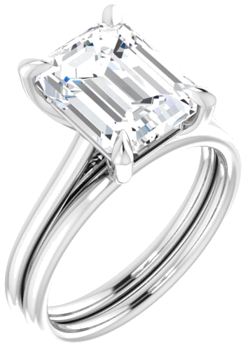 Platinum  10x8 mm Emerald Solitaire Engagement Ring Mounting (6)