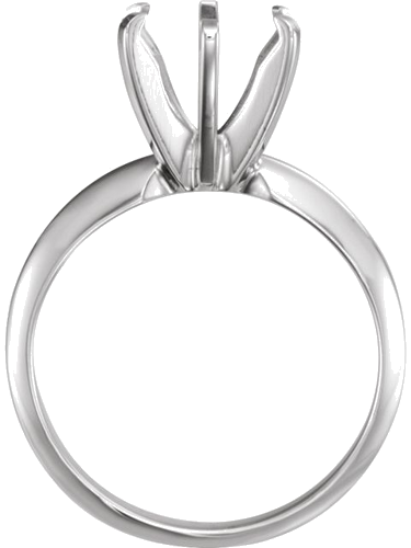 14K White 7.8-8.6 mm Round Pre-Notched 6-Prong Solitaire Ring Mounting (2)