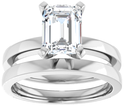 14K White 8x6 mm Emerald Solitaire Engagement Ring Mounting (8)