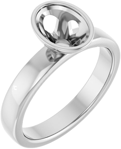 Sužadėtuvių Žiedas „Bezel-Set Solitaire“ 14k white gold Oval 8mm x 6mm (1)