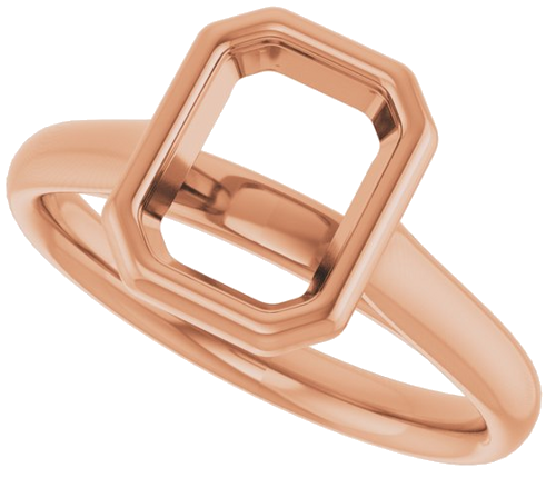 Sužadėtuvių Žiedas „Bezel-Set Solitaire“ 585 Rožinis Aukso Emerald 8mm x 6mm (5)