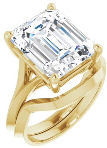Sužadėtuvių Žiedas „Solitaire Split Shank“ 14k yellow gold Emerald 12mm x 10mm (6)