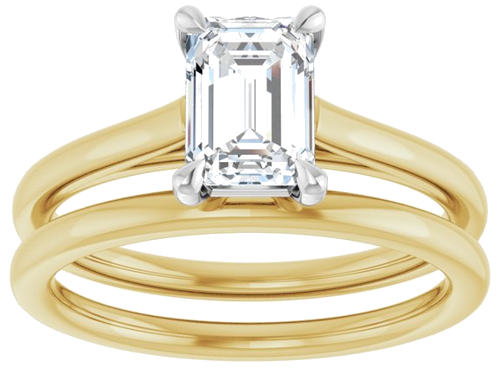 Sužadėtuvių Žiedas „Claw-Pong“ 14k yellow/white gold Emerald 7mm x 5mm (8)