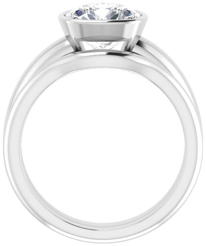 Sužadėtuvių Žiedas „Bezel-Set Solitaire“ 10k white gold Cushion 8mm (7)