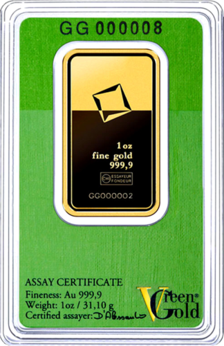 1 oz Инвестиционный золотой слиток Green Gold Valcambi (3)