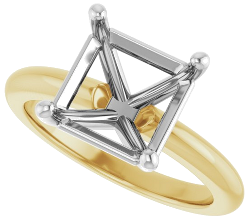 Sužadėtuvių Žiedas 14k yellow/white gold Asscher 9mm (5)