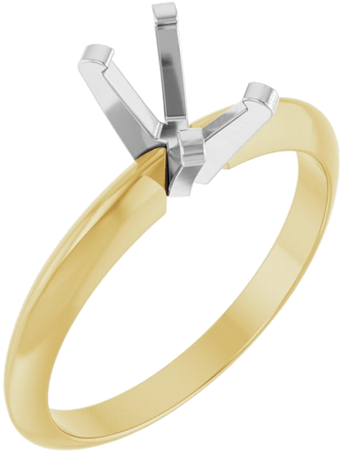 14K Yellow White 6.2x4.2 mm Emerald Solitaire Engagement Ring Mounting (1)