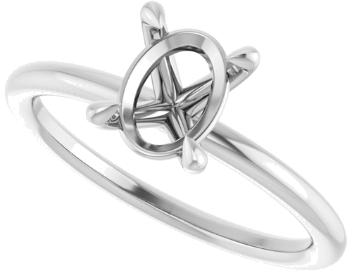 Sužadėtuvių Žiedas „Claw-Prong Solitaire“ 14k white gold Oval 8mm x 6mm (5)