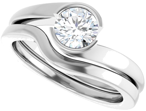 Sužadėtuvių Žiedas „Half-Bezel Solitaire“ 14k white gold Round 5.5mm (10)