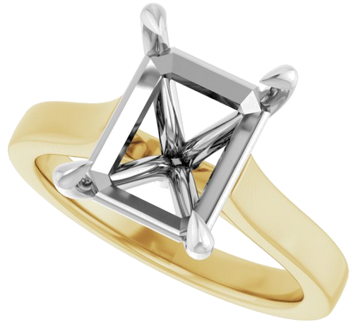 Sužadėtuvių Žiedas „Claw-Prong“ 14k yellow/white gold Emerald 10mm x 8mm (5)