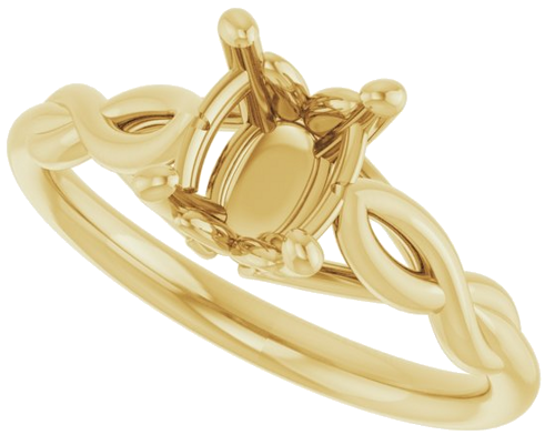 14K Yellow  8x6 mm Oval Solitaire Engagement Ring Mounting (5)