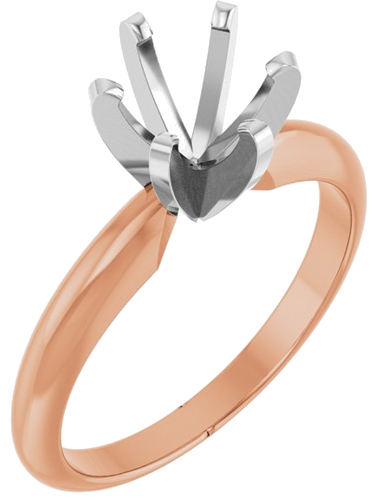 14K Rose White 6-6.6 mm Round Heavy 6-Prong Engagement Ring Mounting (1)
