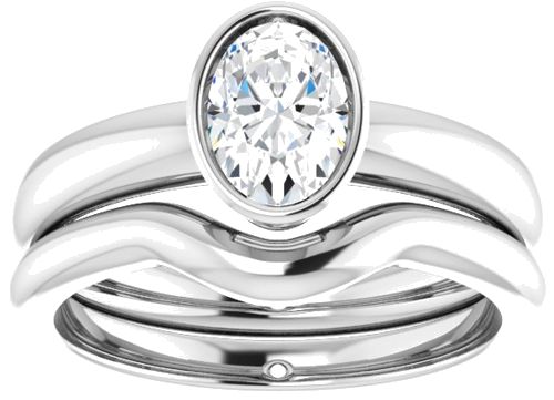 Sužadėtuvių Žiedas „Bezel-Set Solitaire“ 585 Baltojo Aukso Oval 7mm x 5mm (8)