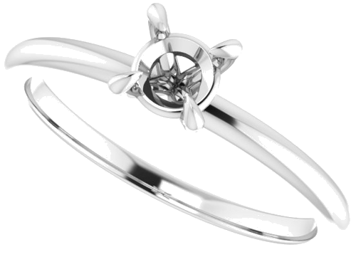 Sužadėtuvių Žiedas „Solitaire“ 10k white gold Round 4.8mm (5)