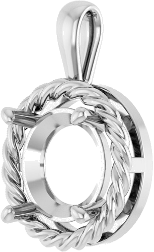 Pakabukas „Rope Solitaire Charm“ 14k white gold Round 10mm (2)