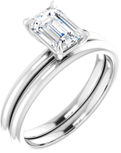 Platinum  7x5 mm Emerald Solitaire Engagement Ring Mounting (6)