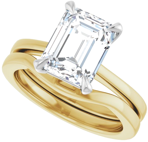 Sužadėtuvių Žiedas „Claw-Prong“ 14k yellow/white gold Emerald 9mm x 7mm (10)