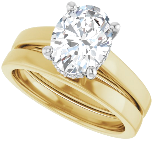 Sužadėtuvių Žiedas „Hidden Halo-Style“ 14k yellow/white gold Oval 9mm x 7mm (10)