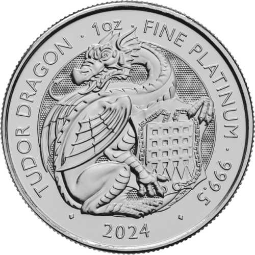 2024 Великобритания Королевские звери Тюдоров: Дракон 1 oz платиновая монета (1)