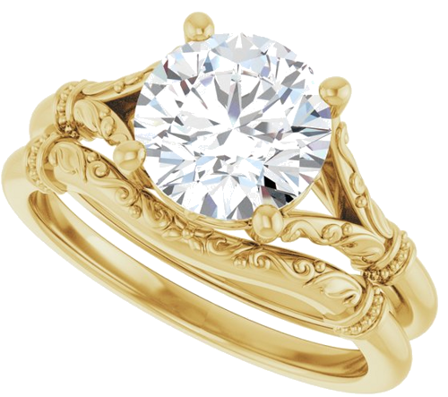 14K Yellow 8 mm Round Solitaire Engagement Ring Mounting (10)