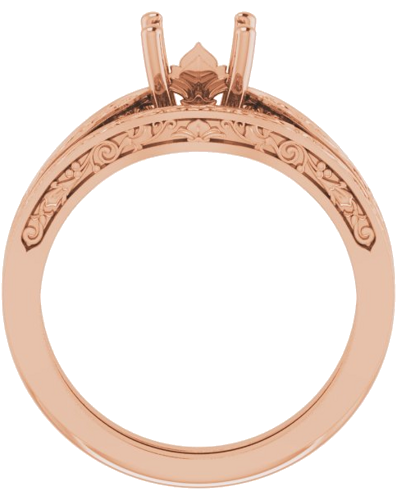 Sužadėtuvių Žiedas „Solitaire Floral“ 14k rose gold Asscher 5.5mm (7)